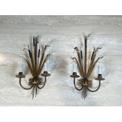 Paire d'Appliques Gerbe de Massettes à Deux Bras de Lumièr | Maison Barrois