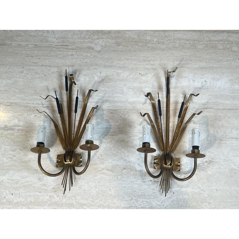 Paire d'Appliques Gerbe de Massettes à Deux Bras de Lumièr | Maison Barrois