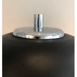 Grande Lampe de Table Chrome et Laque Noire, Mid-Century, Travail Français, vers 1950