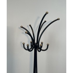 Pair of Standing Coat Racks in Black Lacquered Metal and B | Maison Barrois