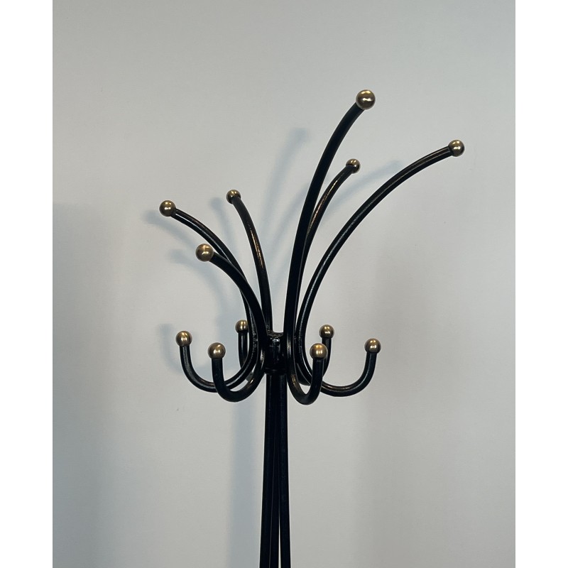Pair of Standing Coat Racks in Black Lacquered Metal and B | Maison Barrois