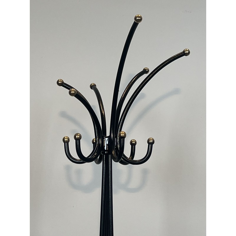 Pair of Standing Coat Racks in Black Lacquered Metal and B | Maison Barrois