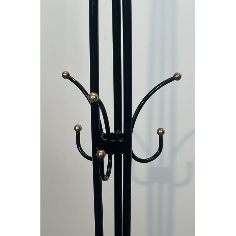 Pair of Standing Coat Racks in Black Lacquered Metal and B | Maison Barrois