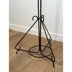 Pair of Standing Coat Racks in Black Lacquered Metal and B | Maison Barrois