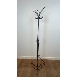 Paire de Porte-Manteaux sur Pied en Métal Laqué Noir et La | Maison Barrois