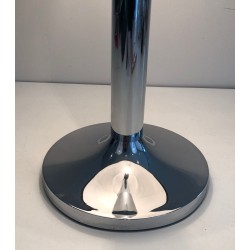 Grande Lampe de Table Chrome et Laque Noire, Mid-Century, Travail Français, vers 1950