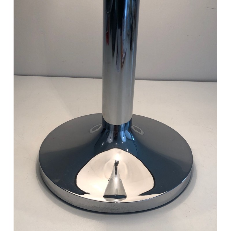 Grande Lampe de Table Chrome et Laque Noire, Mid-Century, Travail Français, vers 1950