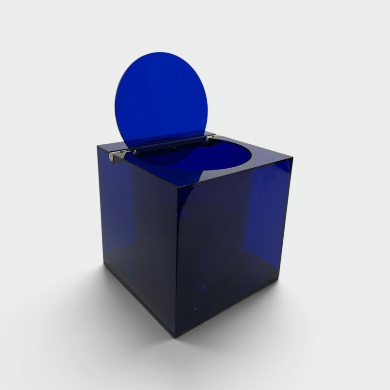 Cubic Ice Bucket in Blue Plexiglass with a Pivoting Lid by | Maison Barrois
