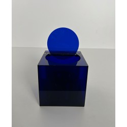 Cubic Ice Bucket in Blue Plexiglass with a Pivoting Lid by | Maison Barrois