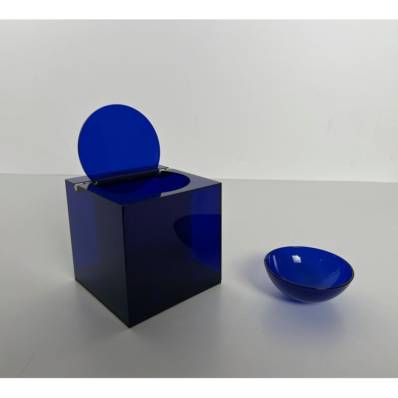 Cubic Ice Bucket in Blue Plexiglass with a Pivoting Lid by | Maison Barrois
