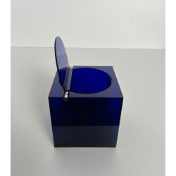 Cubic Ice Bucket in Blue Plexiglass with a Pivoting Lid by | Maison Barrois