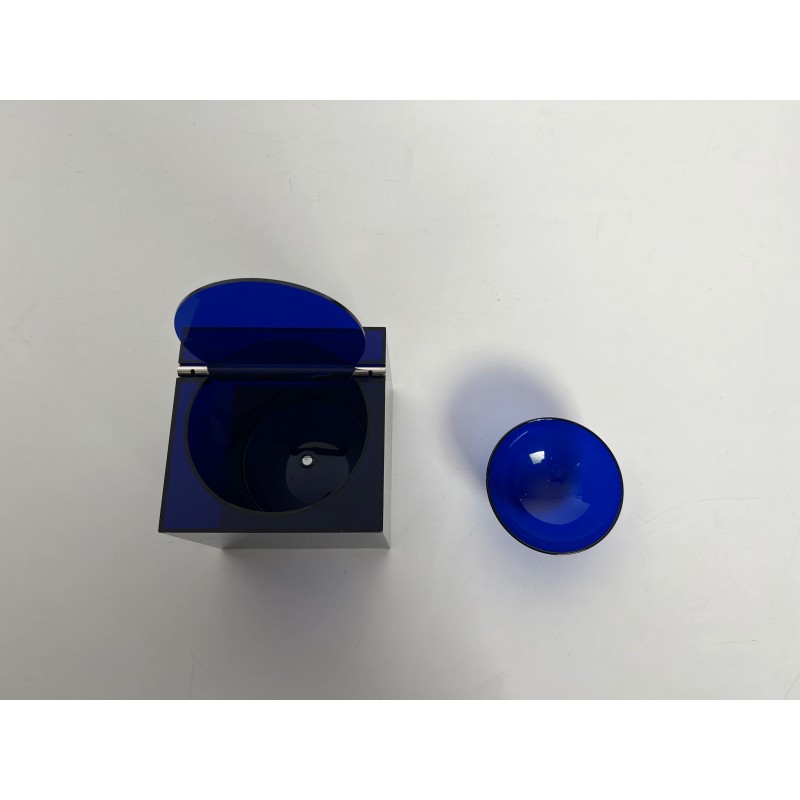 Cubic Ice Bucket in Blue Plexiglass with a Pivoting Lid by | Maison Barrois