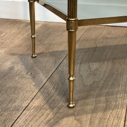 Pair of Brass Side Tables with Two Smoked Glass Tiers, Mai | Maison Barrois