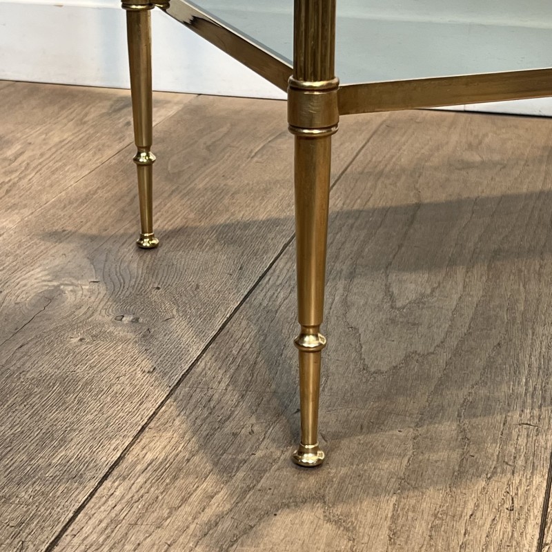 Pair of Brass Side Tables with Two Smoked Glass Tiers, Mai | Maison Barrois