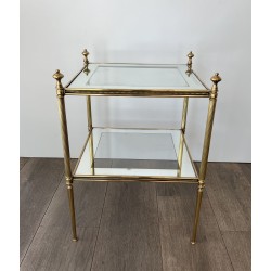 Bout de Canapé en Laiton à Frises Perlées et Verre Bordé d | Maison Barrois