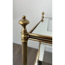Side Table in Brass with Beaded Friezes and Mirror-Bordere | Maison Barrois