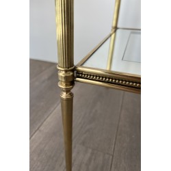 Bout de Canapé en Laiton à Frises Perlées et Verre Bordé d | Maison Barrois