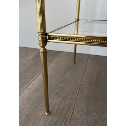 Side Table in Brass with Beaded Friezes and Mirror-Bordere | Maison Barrois