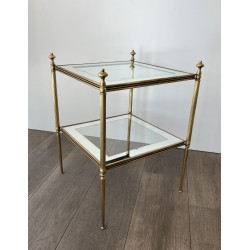 Bout de Canapé en Laiton à Frises Perlées et Verre Bordé d | Maison Barrois