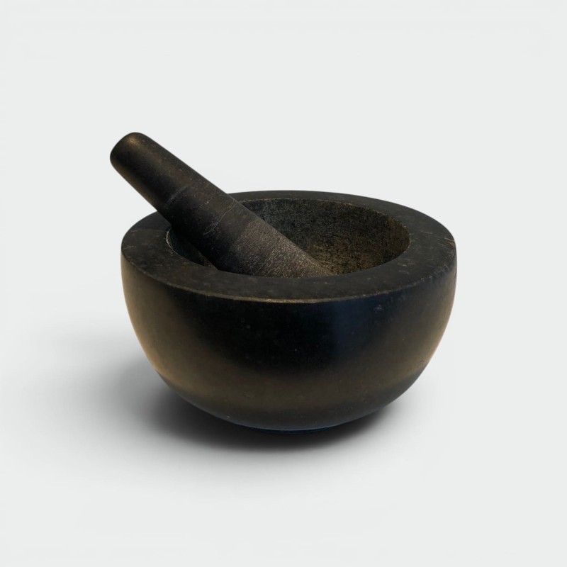 Black Marble Mortar with its Pestle, Bowl Form, Antique Wo | Maison Barrois