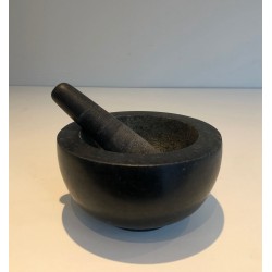 Mortier en Marbre Noir avec son Pilon, Forme Bol, Travail | Maison Barrois