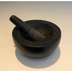 Black Marble Mortar with its Pestle, Bowl Form, Antique Wo | Maison Barrois