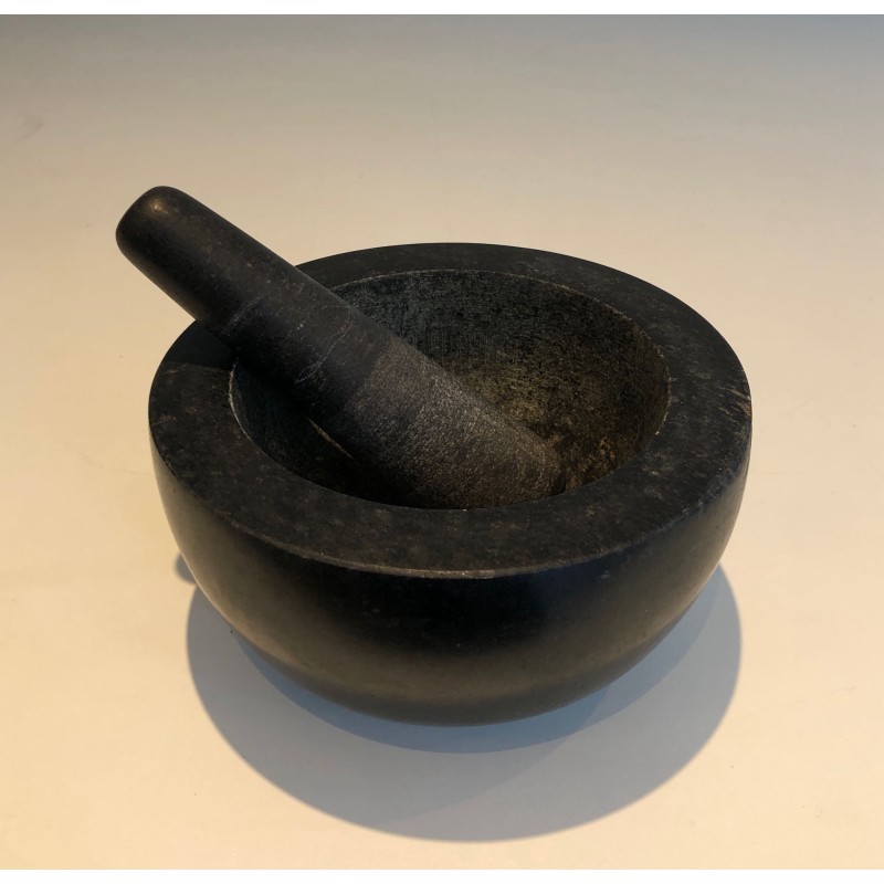 Black Marble Mortar with its Pestle, Bowl Form, Antique Wo | Maison Barrois