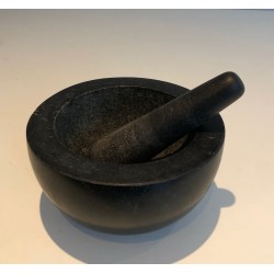 Black Marble Mortar with its Pestle, Bowl Form, Antique Wo | Maison Barrois