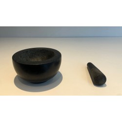 Black Marble Mortar with its Pestle, Bowl Form, Antique Wo | Maison Barrois