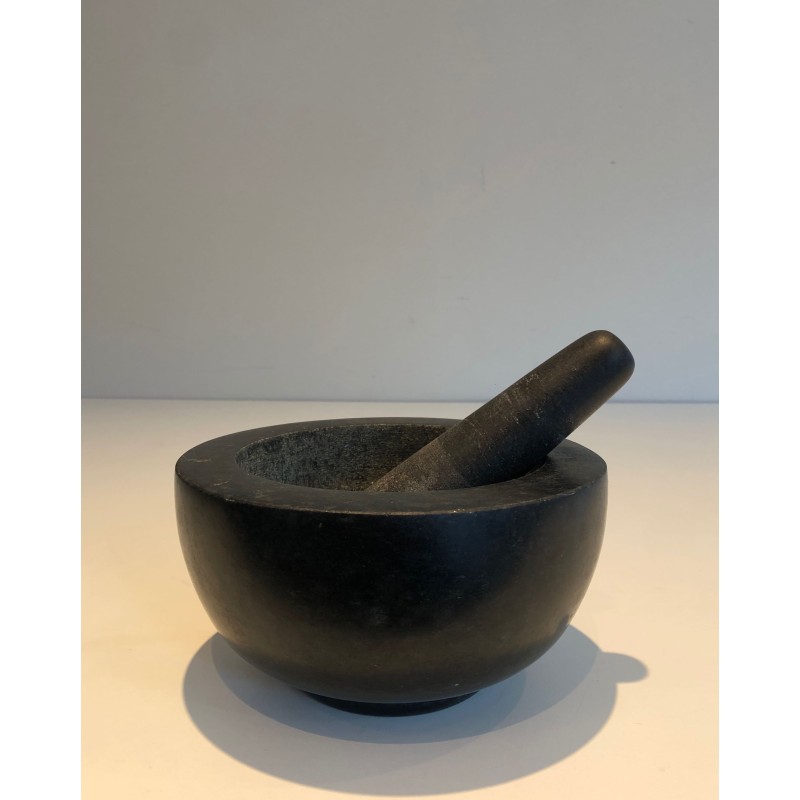 Mortier en Marbre Noir avec son Pilon, Forme Bol, Travail | Maison Barrois