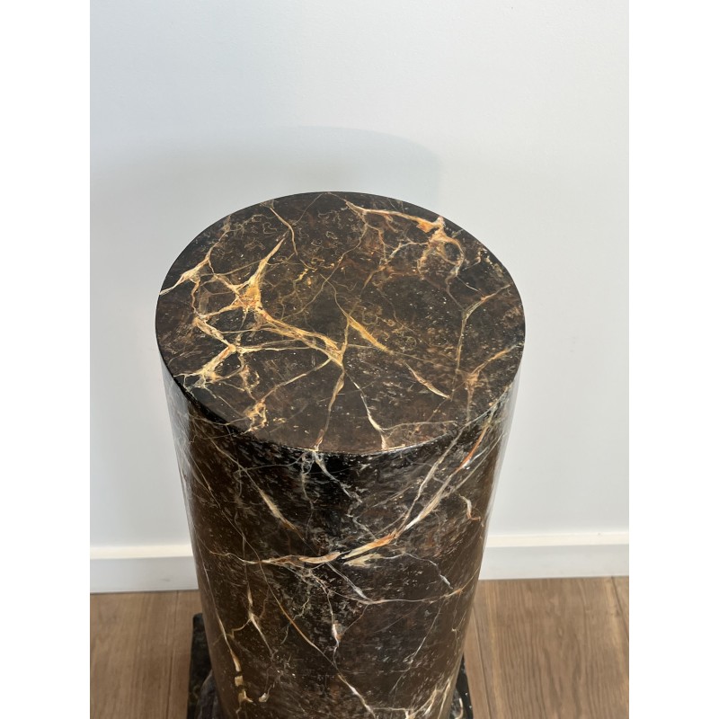 Display Column in Painted Wood Imitating Black Faux Marble | Maison Barrois