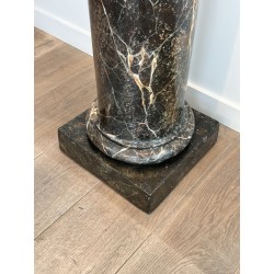 Display Column in Painted Wood Imitating Black Faux Marble | Maison Barrois