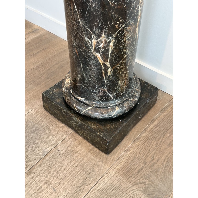 Display Column in Painted Wood Imitating Black Faux Marble | Maison Barrois
