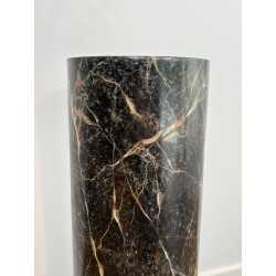 Display Column in Painted Wood Imitating Black Faux Marble | Maison Barrois