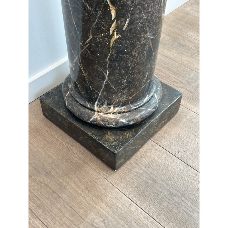 Colonne de Présentation en Bois Peint Façon Faux Marbre No | Maison Barrois