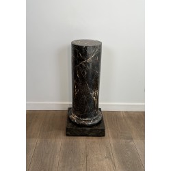 Display Column in Painted Wood Imitating Black Faux Marble | Maison Barrois