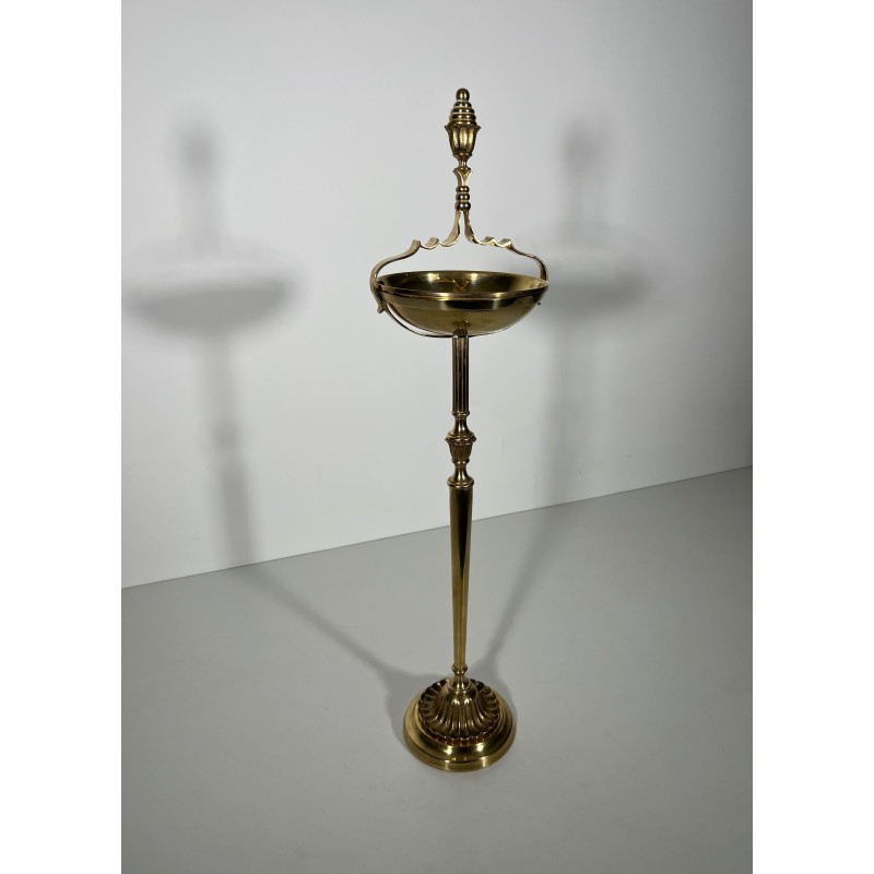 Standing Ashtray in Brass with Scrolled Handle and Covered | Maison Barrois