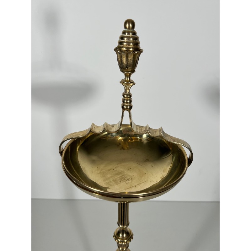Standing Ashtray in Brass with Scrolled Handle and Covered | Maison Barrois