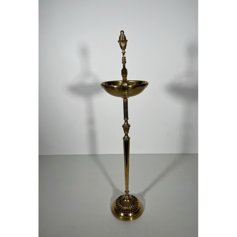 Standing Ashtray in Brass with Scrolled Handle and Covered | Maison Barrois