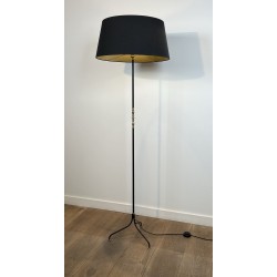 Tripod Floor Lamp in Black Lacquered Metal, Brass Spindle | Maison Barrois
