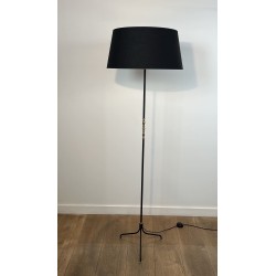 Tripod Floor Lamp in Black Lacquered Metal, Brass Spindle | Maison Barrois