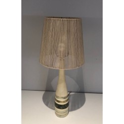 Lampe de Table en Marbre à Incrustations de Marbres Colorés, Travail Français, vers 1970