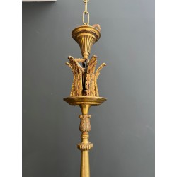 Lustre en Bronze Doré à Mascarons Féminins et Six Lumières | Maison Barrois