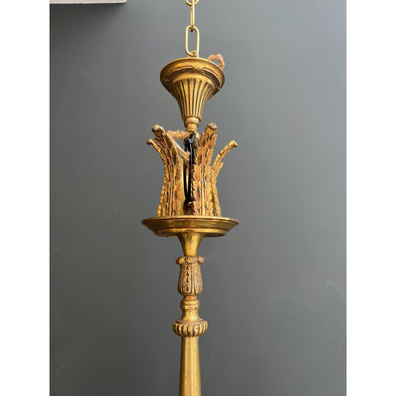 Lustre en Bronze Doré à Mascarons Féminins et Six Lumières | Maison Barrois