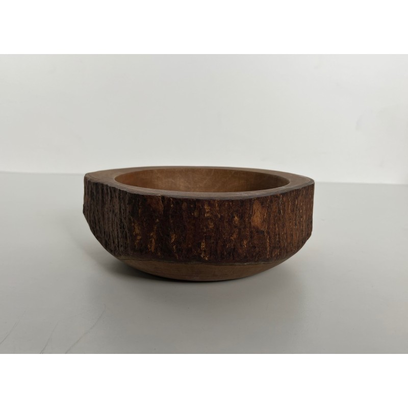 Turned Wood Bowl with Preserved Bark, Artisanal Work, 1960 | Maison Barrois