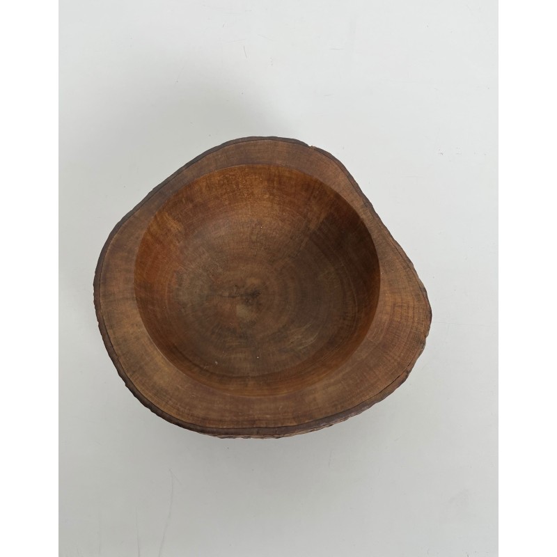 Turned Wood Bowl with Preserved Bark, Artisanal Work, 1960 | Maison Barrois