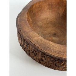 Turned Wood Bowl with Preserved Bark, Artisanal Work, 1960 | Maison Barrois