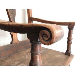 Armchair in Carved Walnut with Floral Rail and Openwork Ba | Maison Barrois