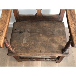 Armchair in Carved Walnut with Floral Rail and Openwork Ba | Maison Barrois