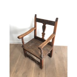 Armchair in Carved Walnut with Floral Rail and Openwork Ba | Maison Barrois